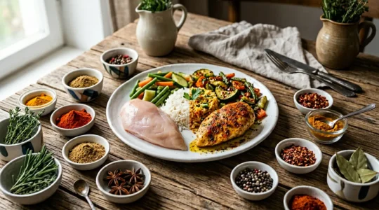 Condiments et épices aromatiques disposés pour sublimer un plat fade