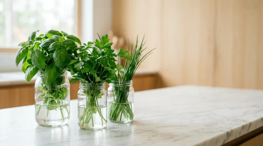 Herbes aromatiques fraîches disposées dans un environnement de conservation optimal
