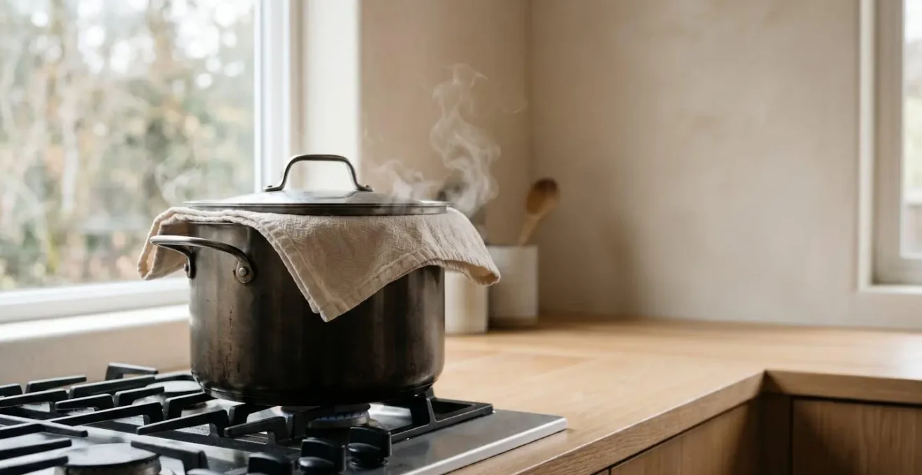 Technique traditionnelle du torchon placé entre casserole et couvercle pour cuisson vapeur du riz basmati