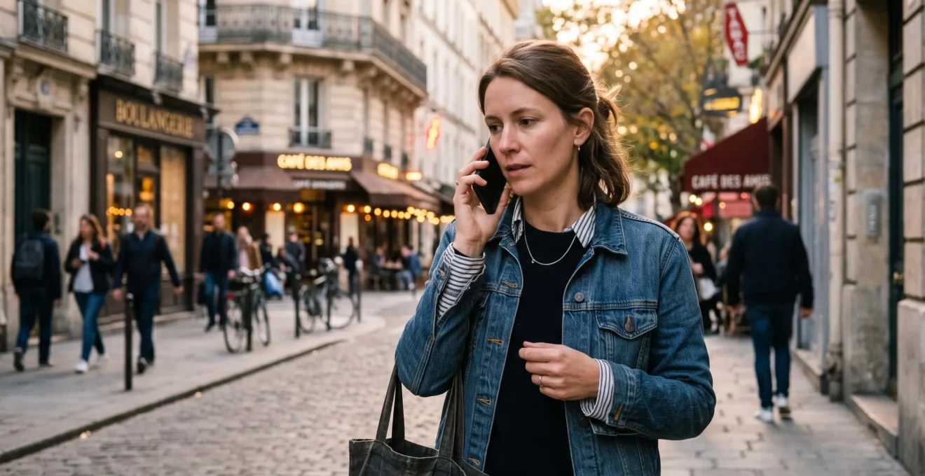 Personne passant un appel téléphonique en extérieur pour vérifier les horaires d'ouverture d'une pizzeria